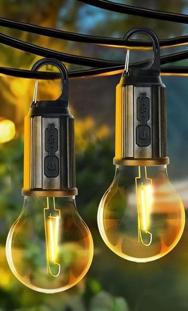 4931279424 Decorative Hanging Bulb with 3 Modes Tent Lamp for Camping Pac of 2 - Image 1