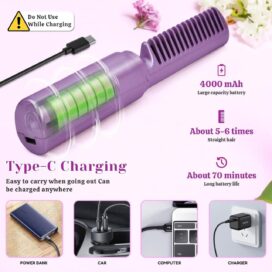 Meneflix Portable Mini Hair Straightener Cordless Rechargeable Mini Adjustable Hair Straightener Hot Comb - Image 7