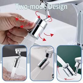 Splash Filter Faucet, 720? Rotatable Faucet Sprayer Head with Durable Copper, Anti-Splash, Oxygen-Enriched Foam, 4-Layer Net Filter, Leakproof Design with Double O-Ring - Image 4