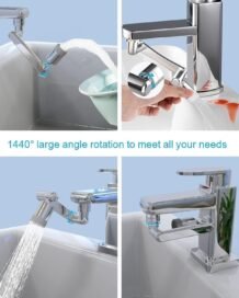 Rotating Faucet Extender Aerator, Universal Splash Filter Faucet, Large Angle Rotating Splash Filter Faucet Extender Aerator  with 2 Water Outlet Modes, Sink Sprayer (All Plastic) - Image 4