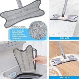 X-Type Microfiber Floor Cleaning Mop for Home – 360° Rotating Flat Mop, Wet & Dry Floor Cleaner for Tiles, Marble & Wooden Floors - Image 5