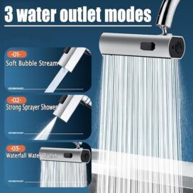3 in 1 360� Waterfall Kitchen Faucet, Touch Faucet, Extender for Kitchen Sink - Image 4