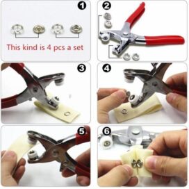 Metal Studs-100 Sets Silver Colors 9.5mm Metal Copper Prong Snap Buttons With Pliers - Image 3