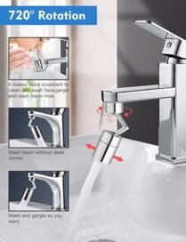Splash Filter Faucet, 720? Rotatable Faucet Sprayer Head with Durable Copper, Anti-Splash, Oxygen-Enriched Foam, 4-Layer Net Filter, Leakproof Design with Double O-Ring - Image 7