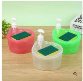 Double Layer 2 in 1 Liquid soap Dispenser with Pump and Sponge | 15 x 16 x 17 CM | Multi-Color - Image 3