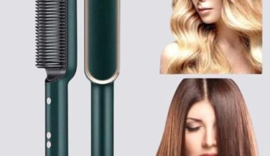 Professional Hair Straightener Tourmaline Ceramic Hair Curler Brush Hair Comb (GREEN)