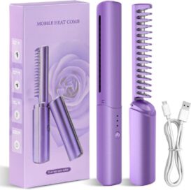 Meneflix Portable Mini Hair Straightener Cordless Rechargeable Mini Adjustable Hair Straightener Hot Comb - Image 4