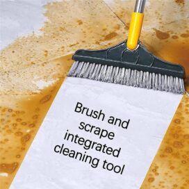 Bathroom Tiles Cleaner Brush with Long Handle, 120° Rotating Floor Cleaning Brush with Wiper - Image 3