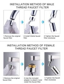 Splash Filter Faucet, 720? Rotatable Faucet Sprayer Head with Durable Copper, Anti-Splash, Oxygen-Enriched Foam, 4-Layer Net Filter, Leakproof Design with Double O-Ring - Image 3