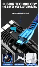 Torch - Usb Rechargeable Led Torch, 600 Lumens Flashlight - Image 6