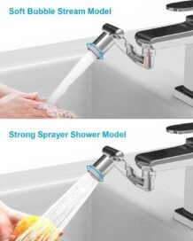 Rotating Faucet Extender Aerator, Universal Splash Filter Faucet, Large Angle Rotating Splash Filter Faucet Extender Aerator  with 2 Water Outlet Modes, Sink Sprayer (All Plastic) - Image 3