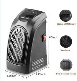 Room Heater Handy Heater for Home, Office, Camper LED Screen 400 Watts Portable Wall Heater Warmer, Mini Blower Heater for Winter - Image 4