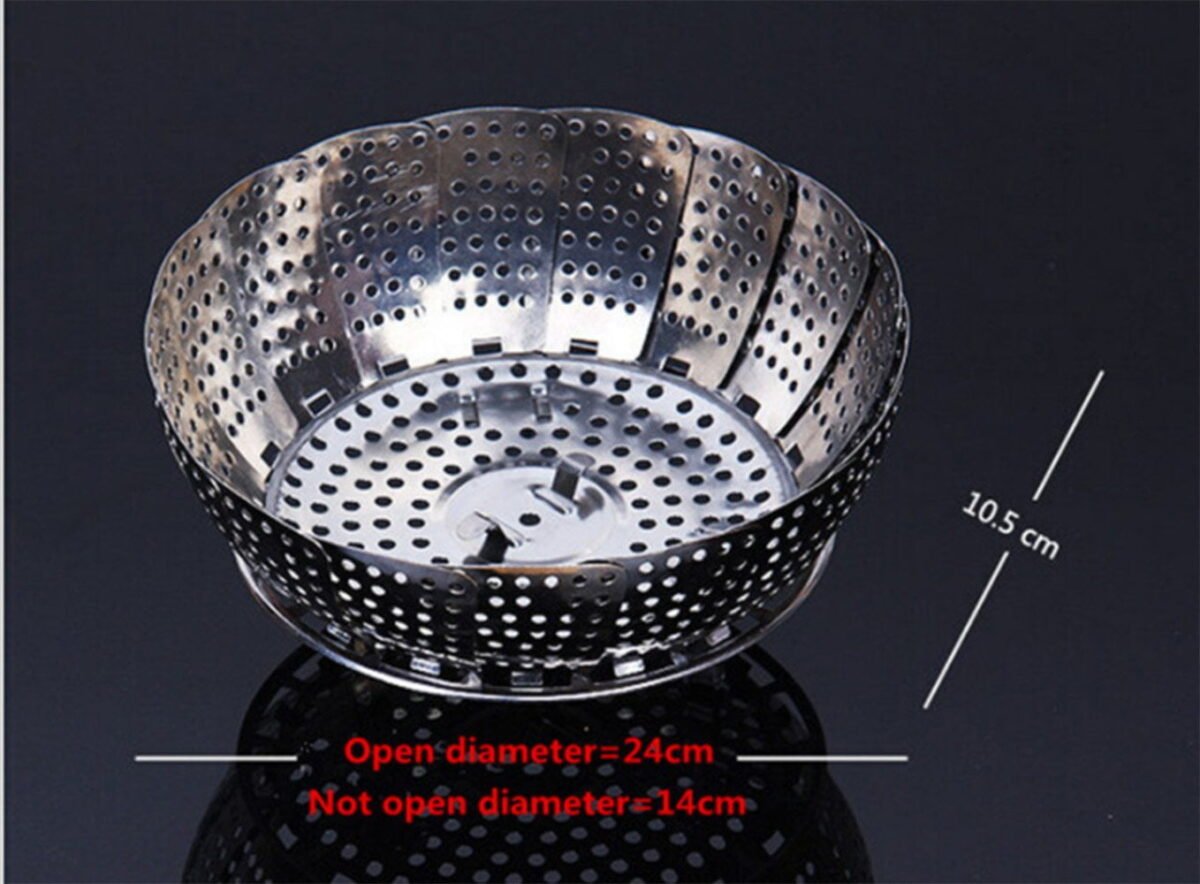Multi-Purpose Stainless Steel Momo Steamer Basket, Steamer Cooking Tool for Vegetables, Baby Food, Kitchen Essential Folding Steamer for Vegetable Cooking (14 cm)  Amazon.in Home & Kitchen - Image 6