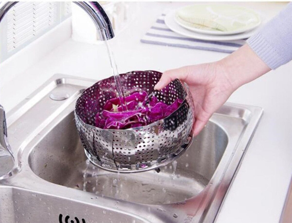 Multi-Purpose Stainless Steel Momo Steamer Basket, Steamer Cooking Tool for Vegetables, Baby Food, Kitchen Essential Folding Steamer for Vegetable Cooking (14 cm)  Amazon.in Home & Kitchen - Image 8