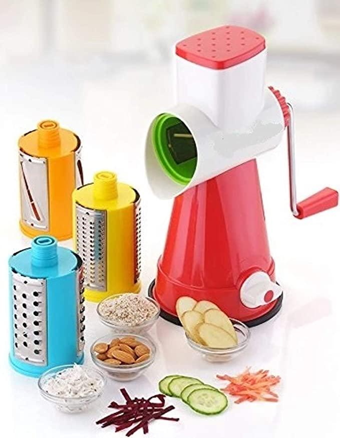 7228735488 4 in 1 Drum Grater Shredder Slicer for Vegetable, Fruit, Chocolate, Dry Fruits, Salad Maker - Image 1