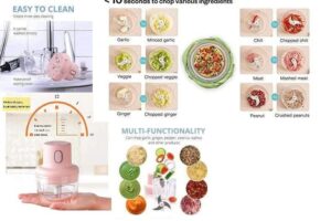 Food Chopper-250 ml Portable Food Chopper Processor, Garlic Masher with Sharp Blades Blender for Fruits - Image 5