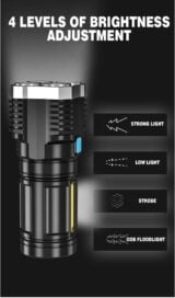 Torch - Usb Rechargeable Led Torch, 600 Lumens Flashlight - Image 3