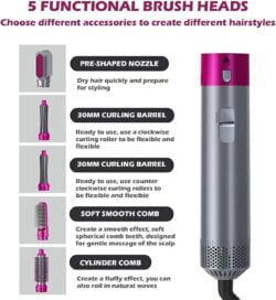 5 in 1 Multifunctional Hair Dryer Styling Tool, Detachable 5-in-1 Multi-Head Hot Air Comb, The Negative Ion Automatic Suction Hair Curler - Image 9
