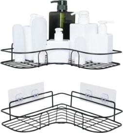 Corner Rack-Stainless Steel Self Adhesive Bathroom Shelf Corner Rack for Kitchen & Bathroom Shelves Bathroom - Image 2