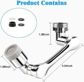 Rotating Faucet Extender Aerator, Universal Splash Filter Faucet, Large Angle Rotating Splash Filter Faucet Extender Aerator  with 2 Water Outlet Modes, Sink Sprayer (All Plastic) - Image 6