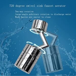 Splash Filter Faucet, 720? Rotatable Faucet Sprayer Head with Durable Copper, Anti-Splash, Oxygen-Enriched Foam, 4-Layer Net Filter, Leakproof Design with Double O-Ring