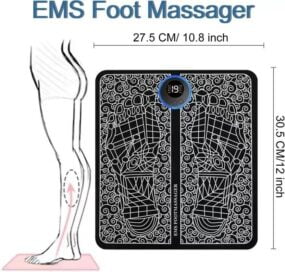 Foot Massager Feet Massage Machine ,Electronic Muscle Stimulator Massage Mat USB Rechargeable Massager (Black) - Image 5