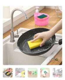 Double Layer 2 in 1 Liquid soap Dispenser with Pump and Sponge | 15 x 16 x 17 CM | Multi-Color - Image 5