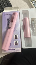 Meneflix Portable Mini Hair Straightener Cordless Rechargeable Mini Adjustable Hair Straightener Hot Comb - Image 5