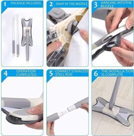 X-Type Microfiber Floor Cleaning Mop for Home – 360° Rotating Flat Mop, Wet & Dry Floor Cleaner for Tiles, Marble & Wooden Floors - Image 4