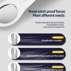 Portable Neck Fan, Hands Free Wearable Bladeless Fan, Ultra Light Rechargeable Mini USB Fan for Travel/Home/Office, 3 Speeds - Image 4