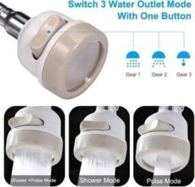 360 Degree Rotating Water-Saving Sprinkler, Faucet Aerator, 3-Step Adjustable Head Nozzle Splash-Proof Filter Extender Sprayer for Kitchen-Sink, Bathroom - Image 2
