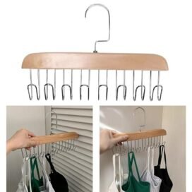 Multifunctional Wooden Hanger with Metal Hooks (Pack of 1) - Image 2