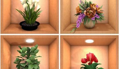 Green Plant Potted 3D Wall Stickers (Set of 4)