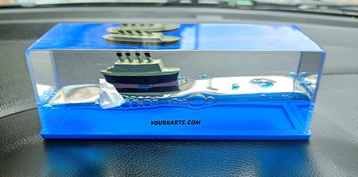 5395536801 Car Dashboard Amazonite Sailing Ship with White Floating Ice Berg Nautical Showpiece - Image 1