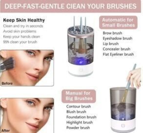 Make Up Brush Cleaner,Electric Brush Cleaner, USB Rechargeable Automatic Deep Cosmetic Cleaning Device - Image 4