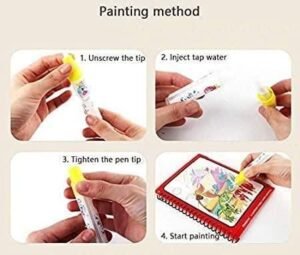 Reusable Magic Water Quick Dry Book Water Coloring Book Doodle with Magic Pen Painting Board for Children Education Drawing Pad (Multi Color, 4 Books) - Image 5