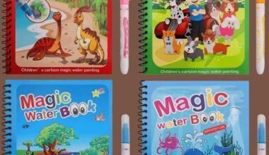 Reusable Magic Water Quick Dry Book Water Coloring Book Doodle with Magic Pen Painting Board for Children Education Drawing Pad (Multi Color, 4 Books)