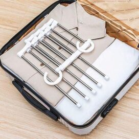 Hanger-5 In 1 Stainless Steel Multifunction Retractable Pants Rack Trouser Hanger(Pack of 1) - Image 4