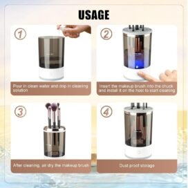 Make Up Brush Cleaner,Electric Brush Cleaner, USB Rechargeable Automatic Deep Cosmetic Cleaning Device - Image 5