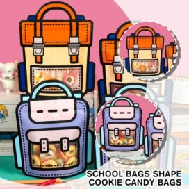 Creative School Bags Shape Cookie Candy Plastic Gift Snack Packaging Pouch - Image 3
