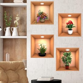 Green Plant Potted 3D Wall Stickers (Set of 4) - Image 6