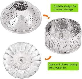 Stainless Steel Steamer basket for Veggie/Seafood with Safety Tool - Image 4