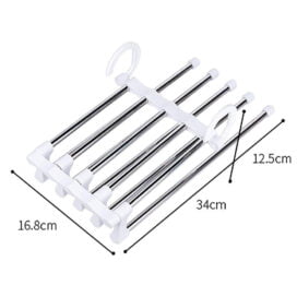 Hanger-5 In 1 Stainless Steel Multifunction Retractable Pants Rack Trouser Hanger(Pack of 1) - Image 2