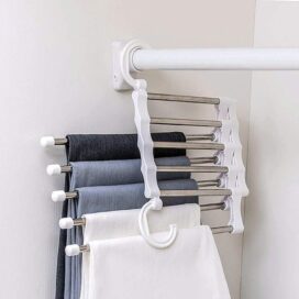 Hanger-5 In 1 Stainless Steel Multifunction Retractable Pants Rack Trouser Hanger(Pack of 1) - Image 5