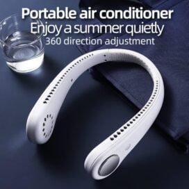 Portable Neck Fan, Hands Free Wearable Bladeless Fan, Ultra Light Rechargeable Mini USB Fan for Travel/Home/Office, 3 Speeds - Image 2