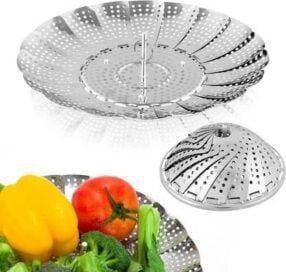Stainless Steel Steamer basket for Veggie/Seafood with Safety Tool - Image 3