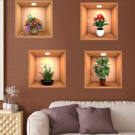 Green Plant Potted 3D Wall Stickers (Set of 4) - Image 3
