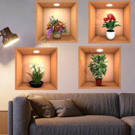 Green Plant Potted 3D Wall Stickers (Set of 4) - Image 5