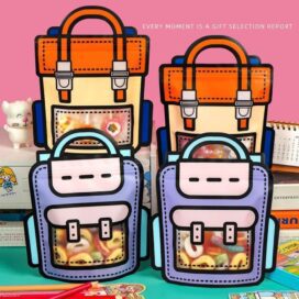 Creative School Bags Shape Cookie Candy Plastic Gift Snack Packaging Pouch - Image 5