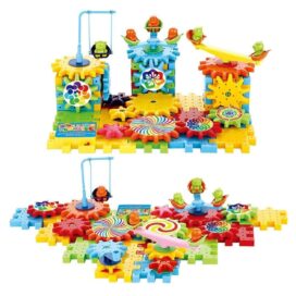 Battery Operated 81pcs Rotating Building Blocks with Gears for STEM Learning - Image 2